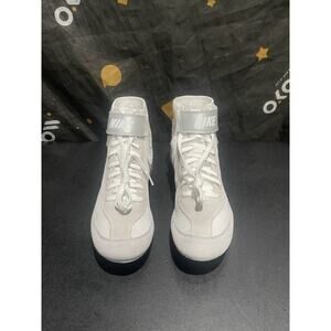 New Men’s 10 Nike Boxing Shoes White Silver High Top 366683-100 Ring Gear Mesh